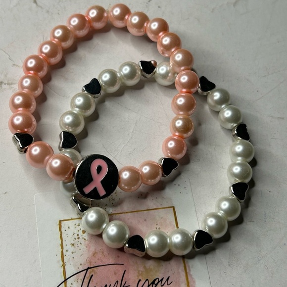 Breast Cancer Awareness Pearl Bracelets - Picture 3 of 3